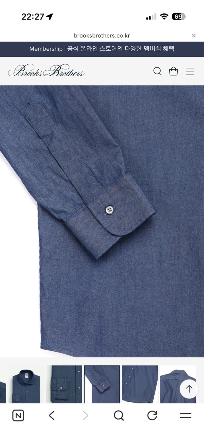 새상품)브룩스 브라더스 슬림핏 샴브레이 잉글리시 스프레드 칼라 드레스셔츠 상품이미지4