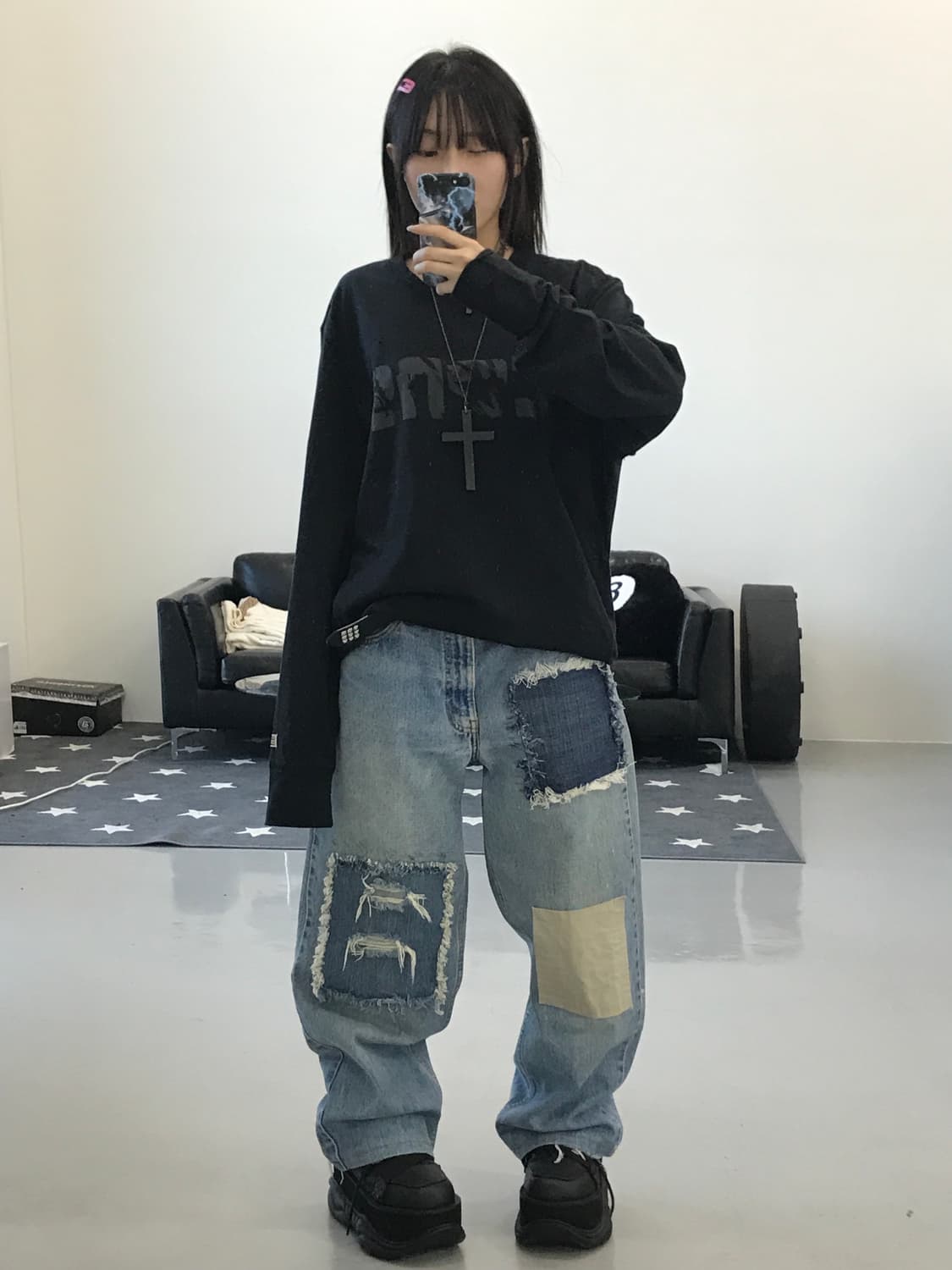 컨버스 로고 블랙 롱슬리브 상품이미지1