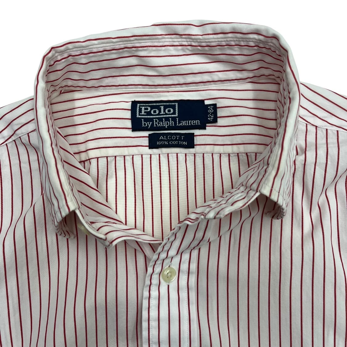 폴로 랄프로렌 네이비포니 레드 단가라 화이트 셔츠 42 상품이미지5