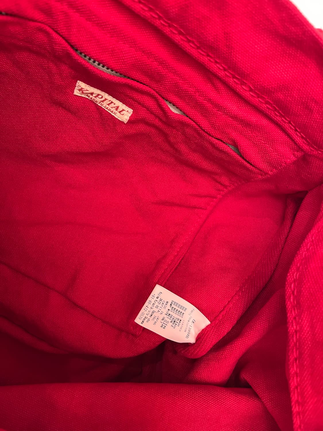 Kapital 캐피탈 No.6 캔버스 토트백 레드 상품이미지6