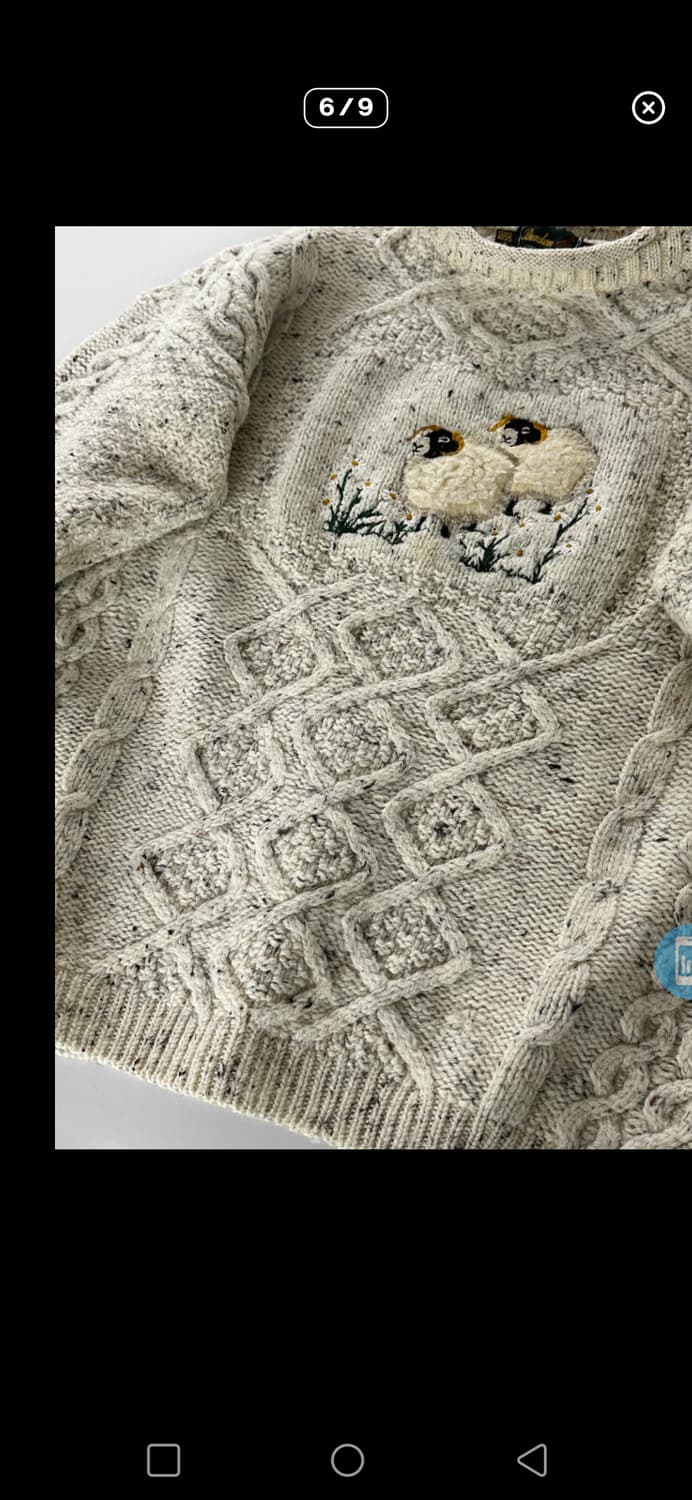 빈티지 양 자수 아란 케이블 스웨터 상품이미지6