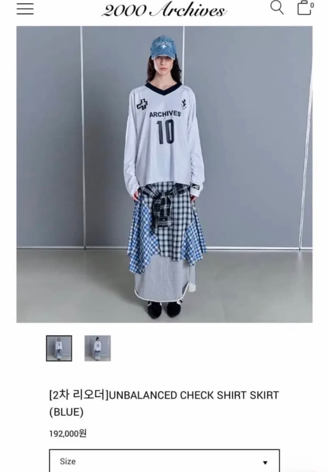 (구해요) 2000아카이브 언밸런스 체크 셔츠 스커트 상품이미지1