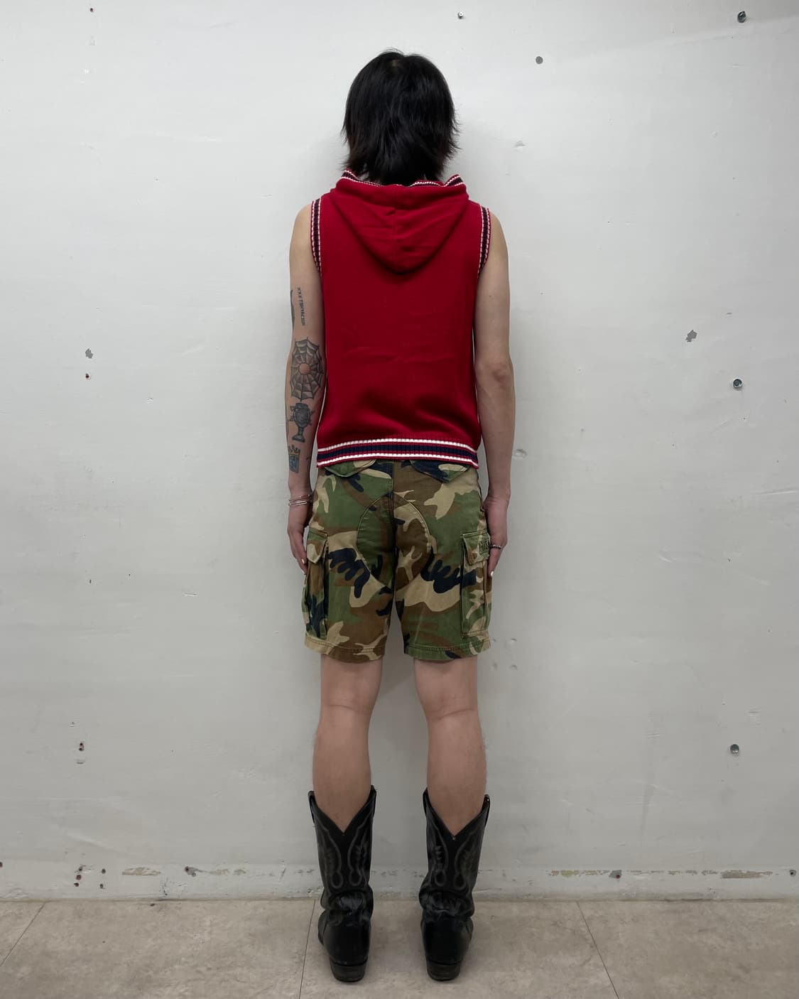Retro Red Hoodie Knit Vest 상품이미지5