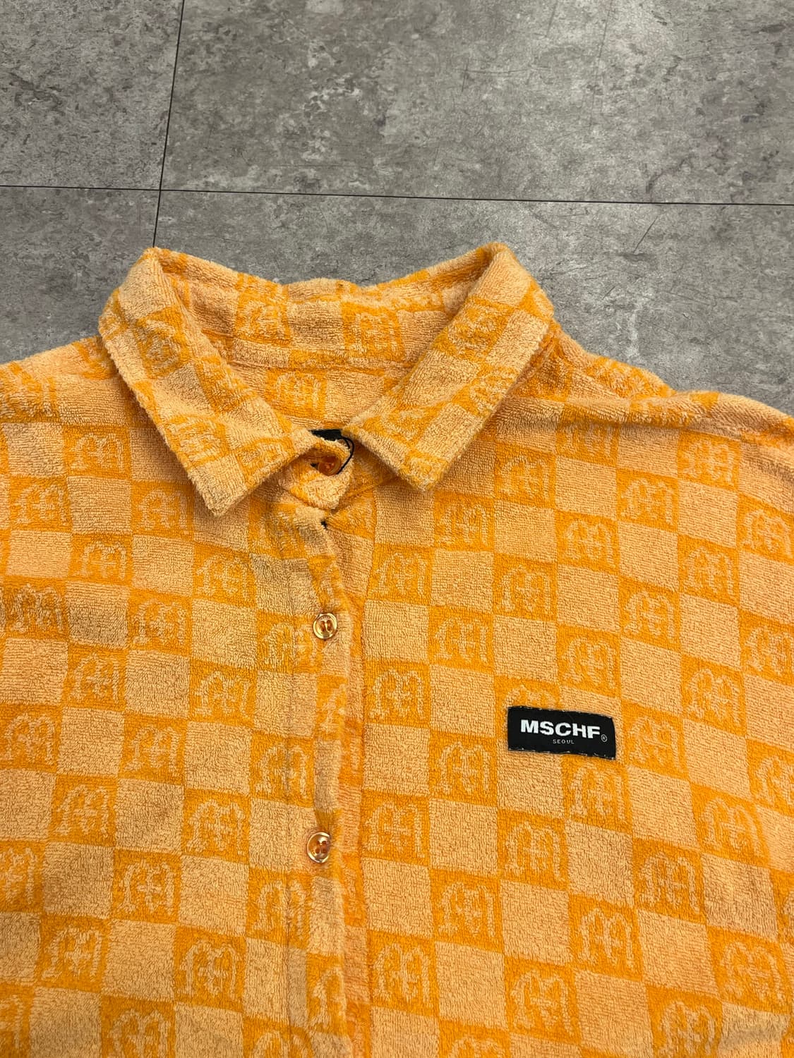 미스치프 체크 타월 반팔 셔츠 오렌지 #csz3665 상품이미지5