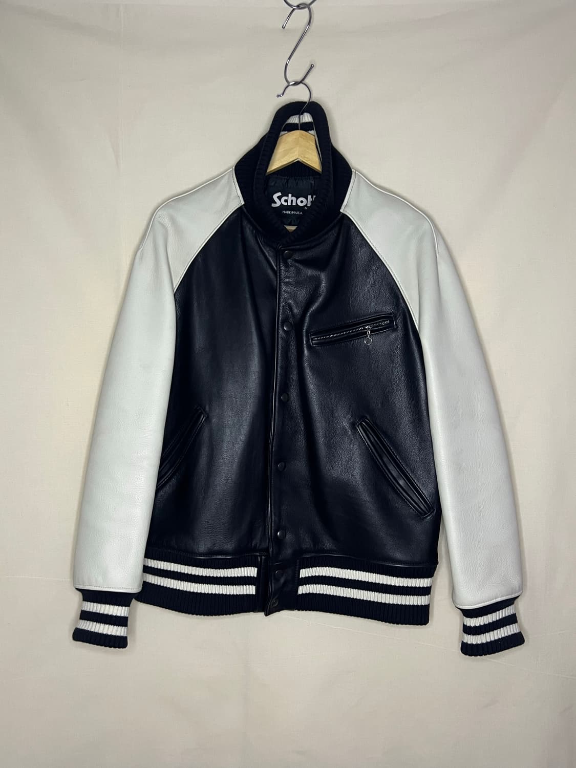 준야와타나베 맨 x 쇼트 schott 카우 레더 스타디움 바시티 자켓 상품이미지2