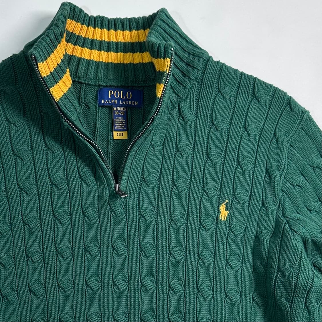 폴로 랄프로렌 보이즈 그린 케이블 반집업 상품이미지4
