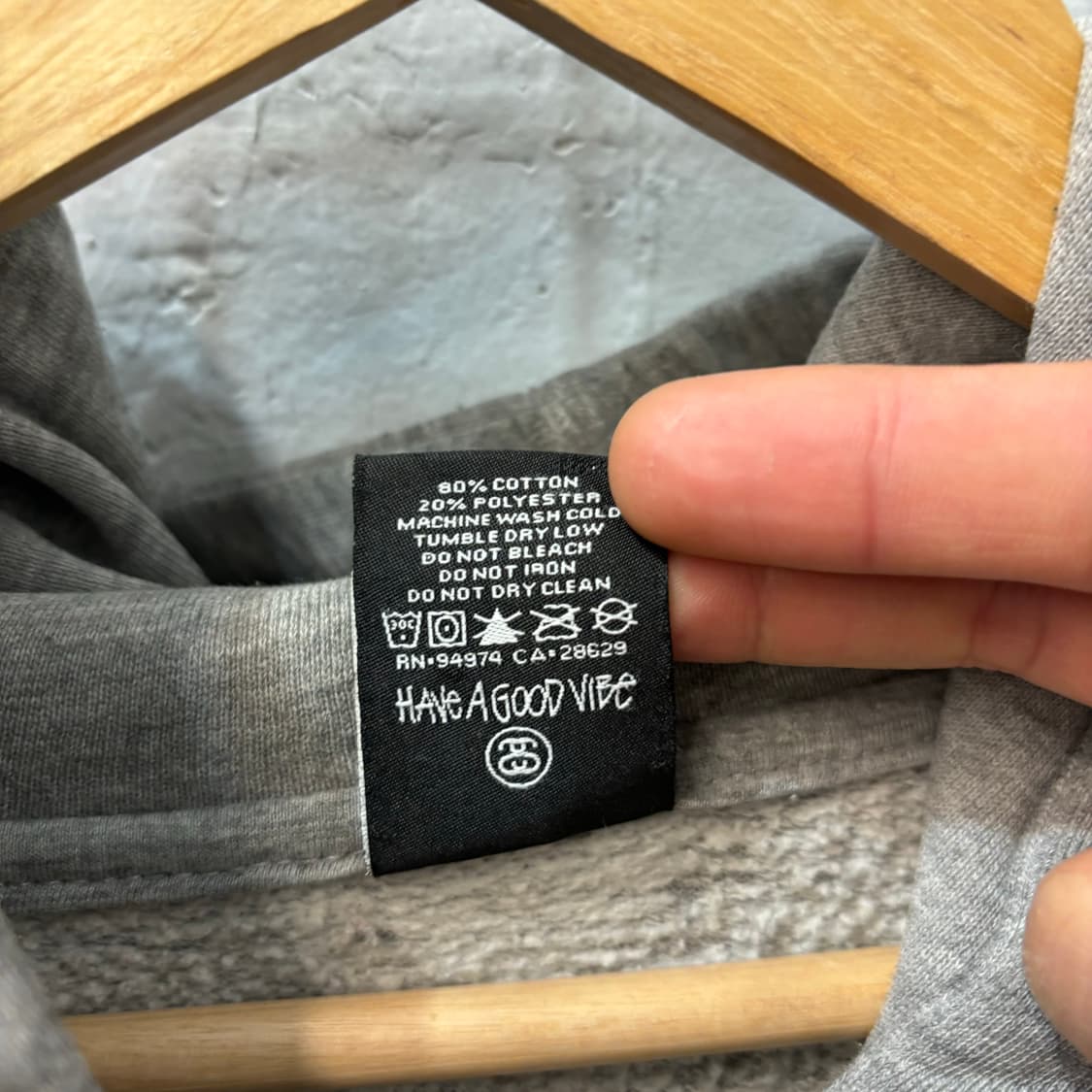 스투시 빅 로고 그레이 후드티 XL 상품이미지7