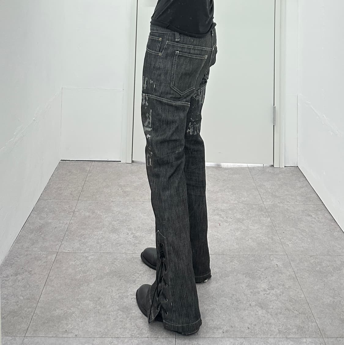 Tornado Mart 00s lace up flare cut denim 상품이미지3