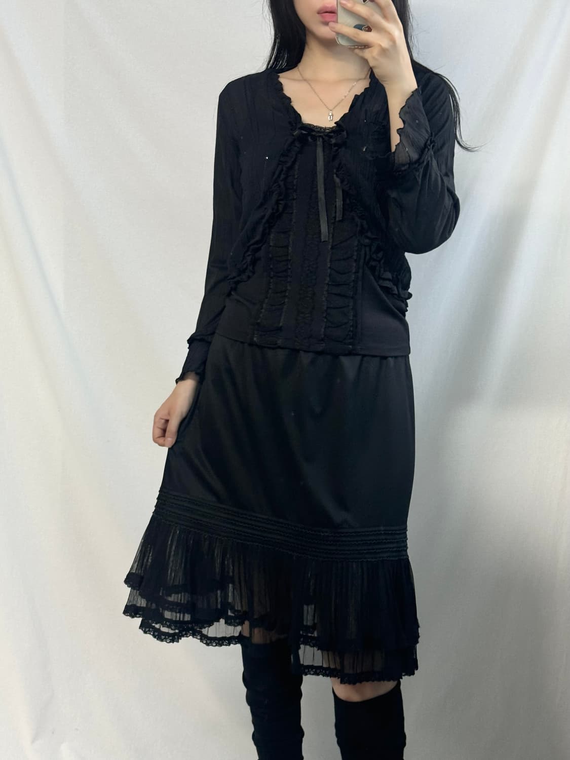 스팽글 가디건 레이스 슬리브리스 2pcs SET 상품이미지5