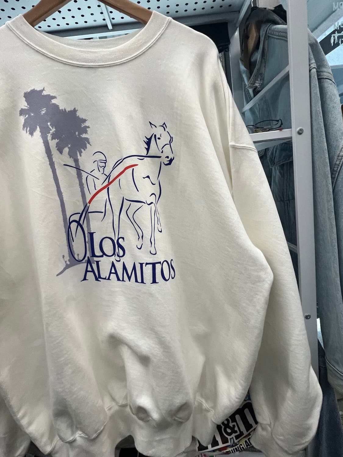 90s hanes Los Alamitos 화이트 맨투맨 티셔츠 상품이미지4