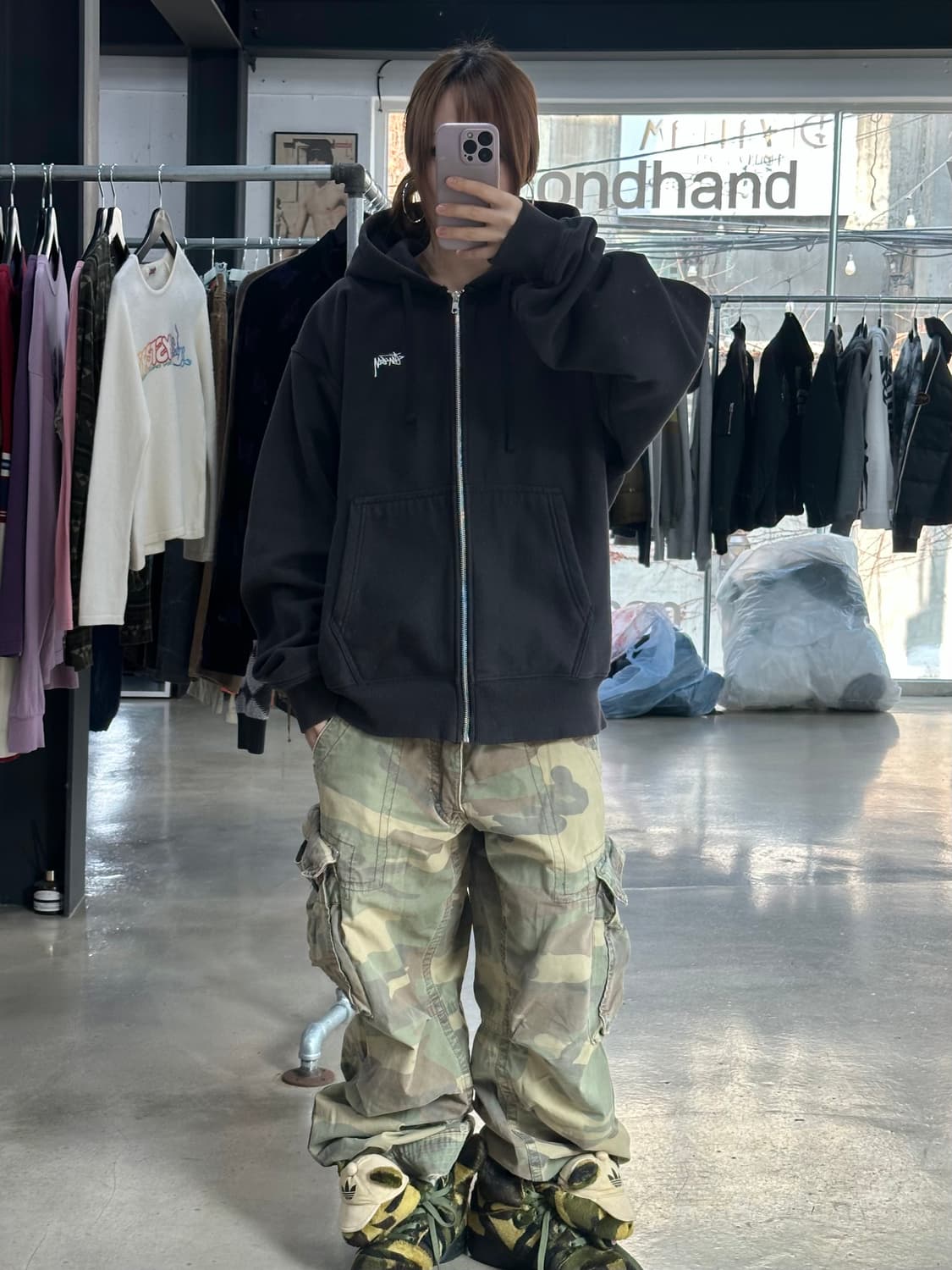 스투시 베이직 후드집업 블랙 상품이미지2