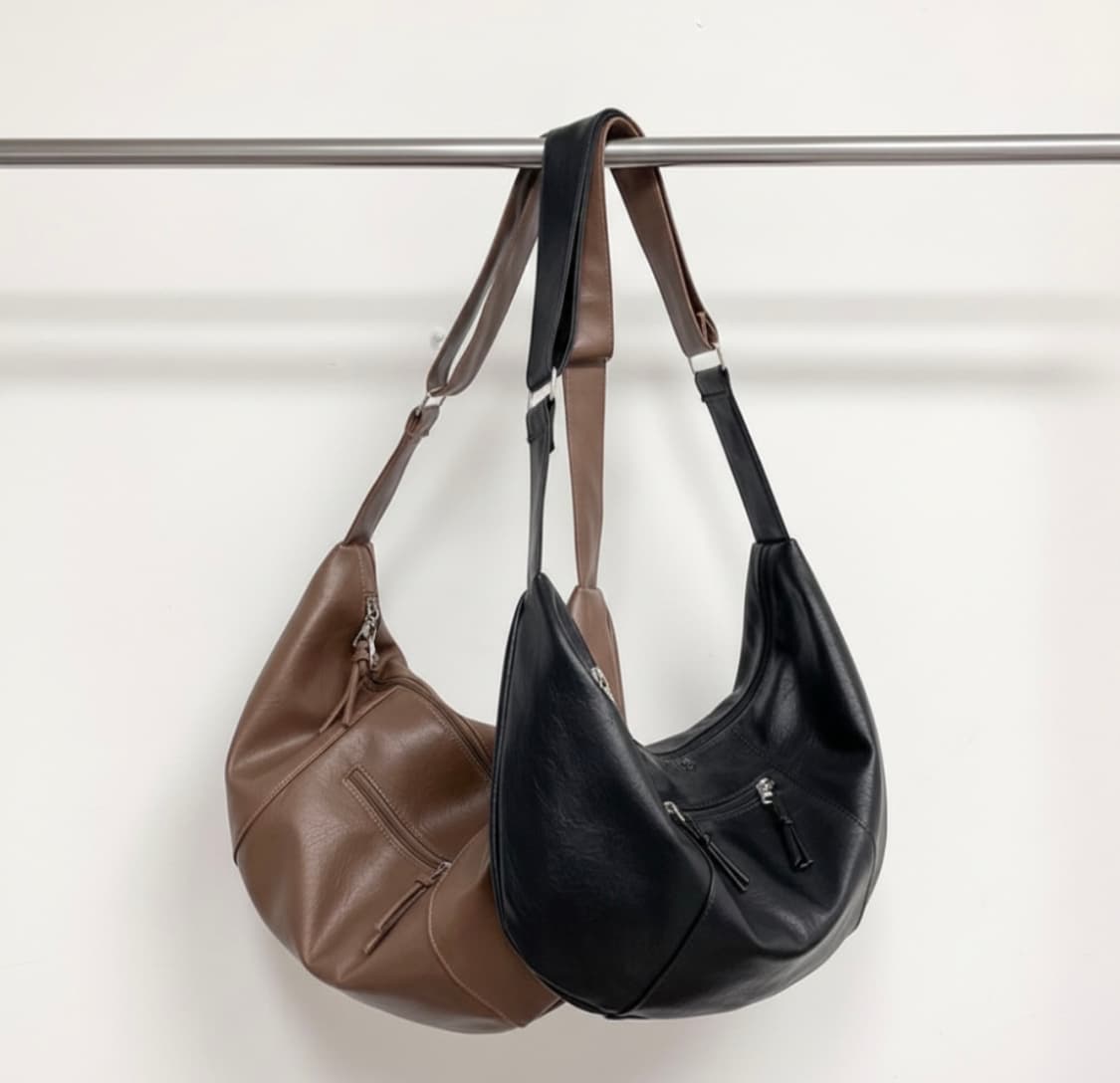 크로와상 비건레더 크로스백 겸 숄더백 상품이미지2