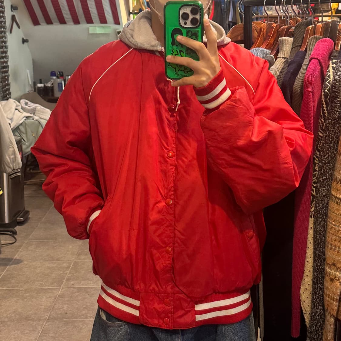 [NO.9] 빈티지 후드봄버 자켓 레드 상품이미지1