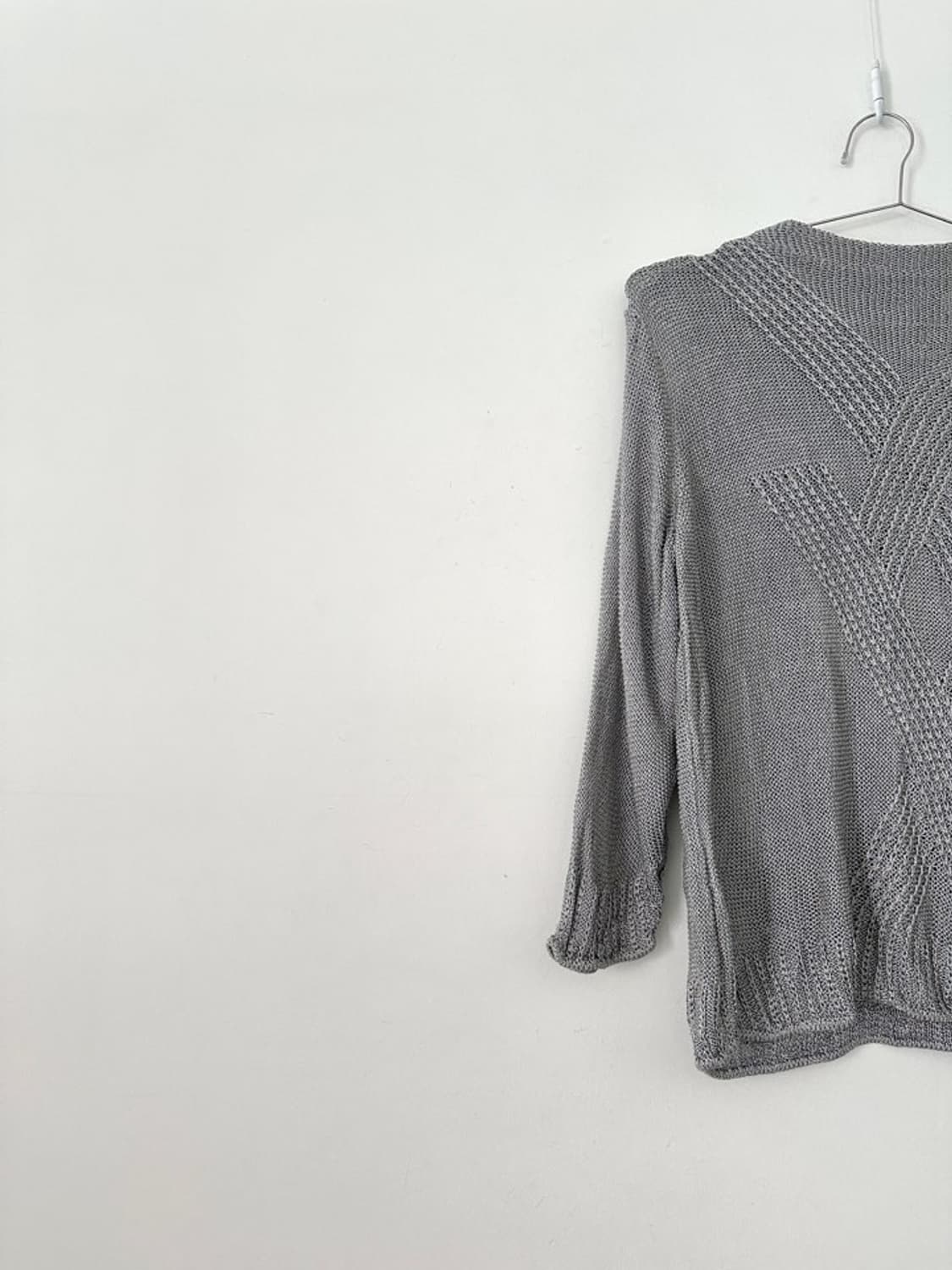 Grid net slim knit / grey 상품이미지2