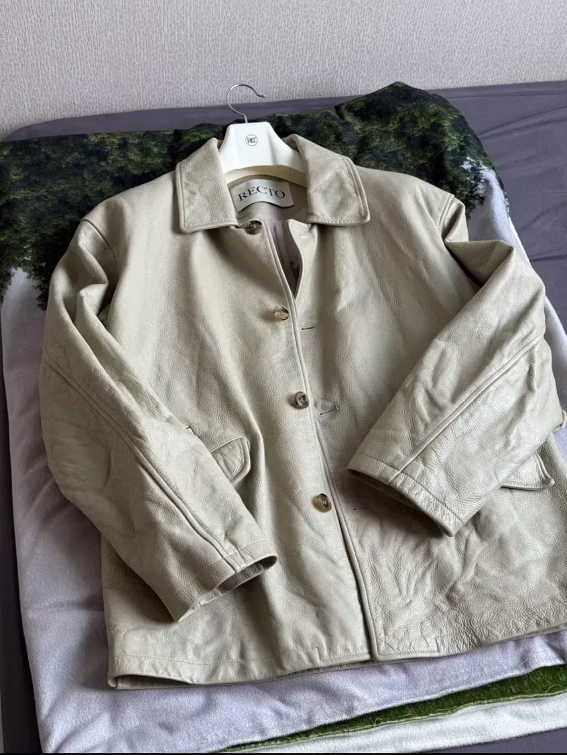 렉토 / 빈티지 워싱 초어 레더 자켓 베이지 / m 상품이미지4