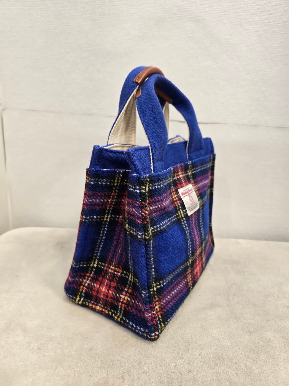 해리스 트위드+오쏘몰 블루 체크 타탄 울 토트백 상품이미지5
