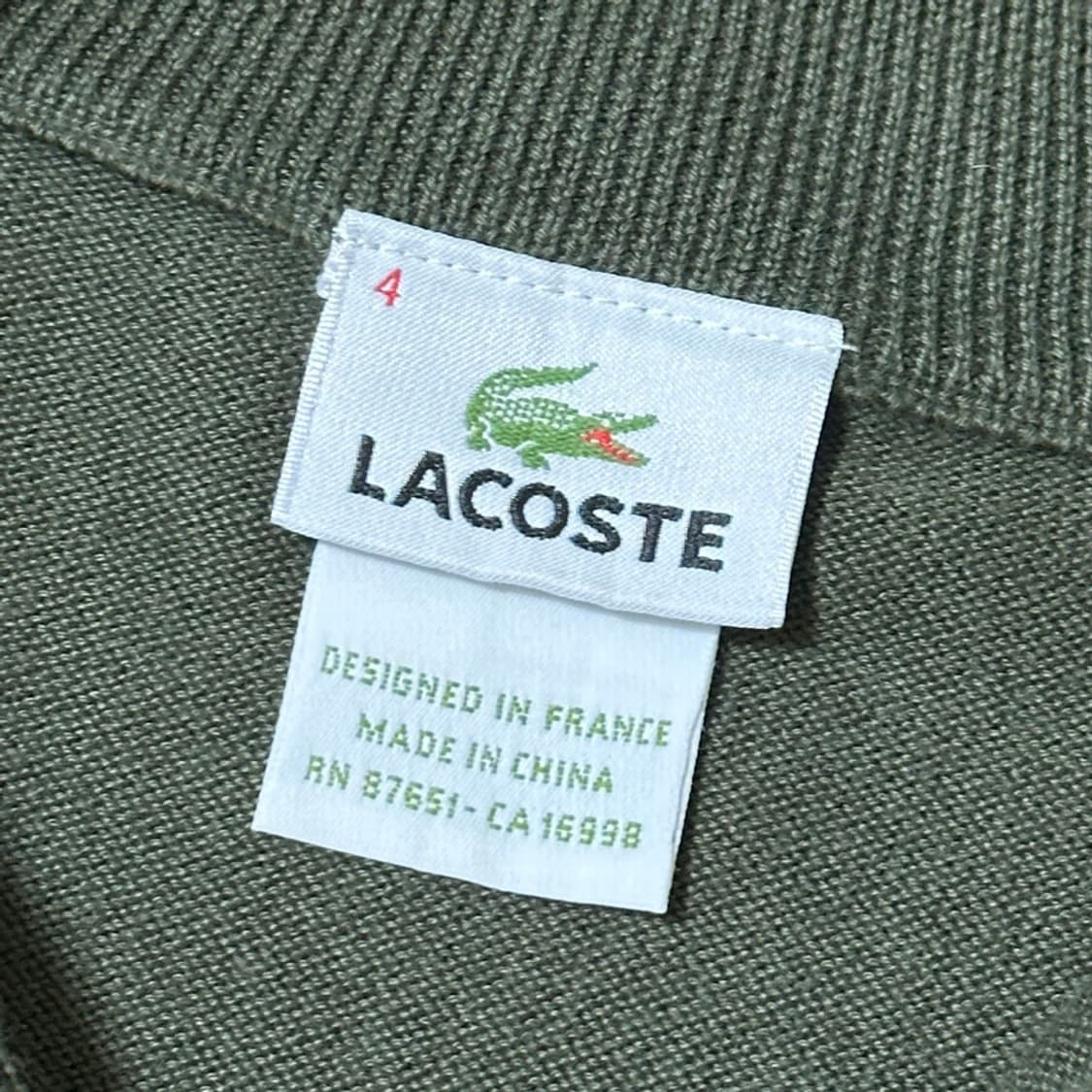 Lacoste 라코스테 코튼 하프 집업 니트 올리브색상 4사이즈 상품이미지5