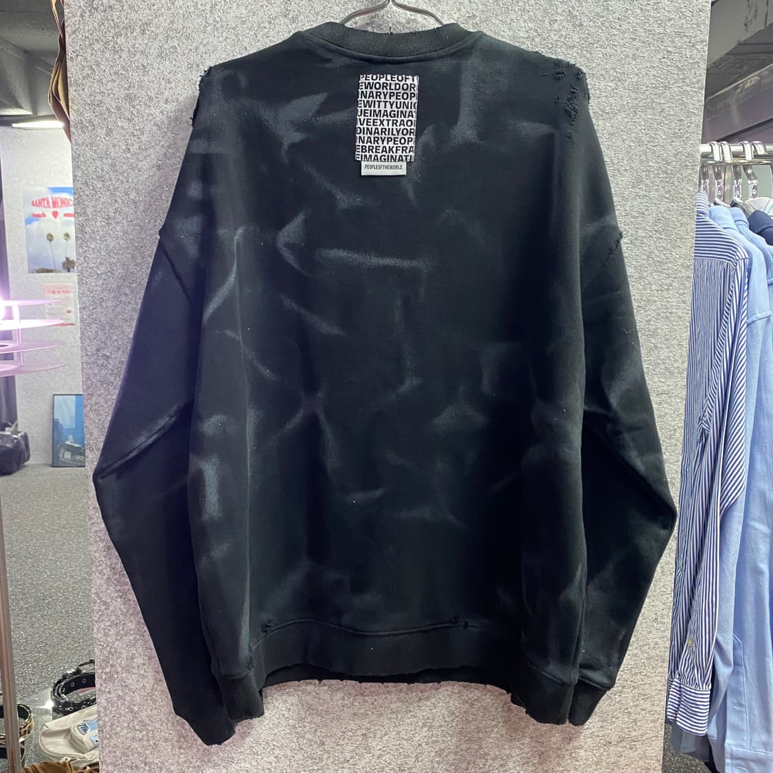 퍼플오브더월드 데미지 오버 블랙 스웨트 셔츠 맨투맨 B3892 상품이미지6