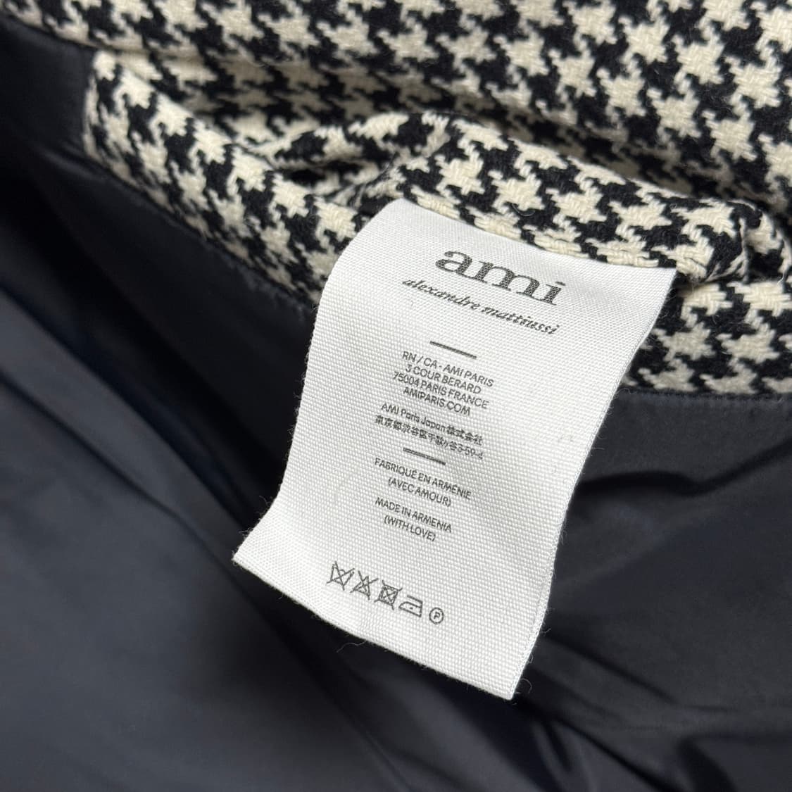 AMI 아미 울 하운드투스 체크 후드 패딩 M 상품이미지4