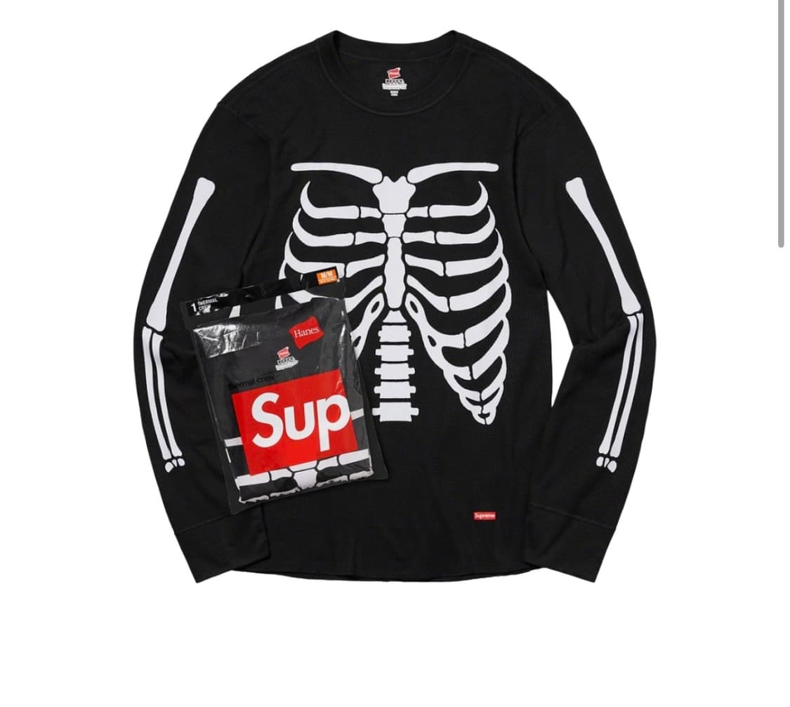 슈프림 헤인즈 본즈 써멀 크루 블랙 s 상품이미지1