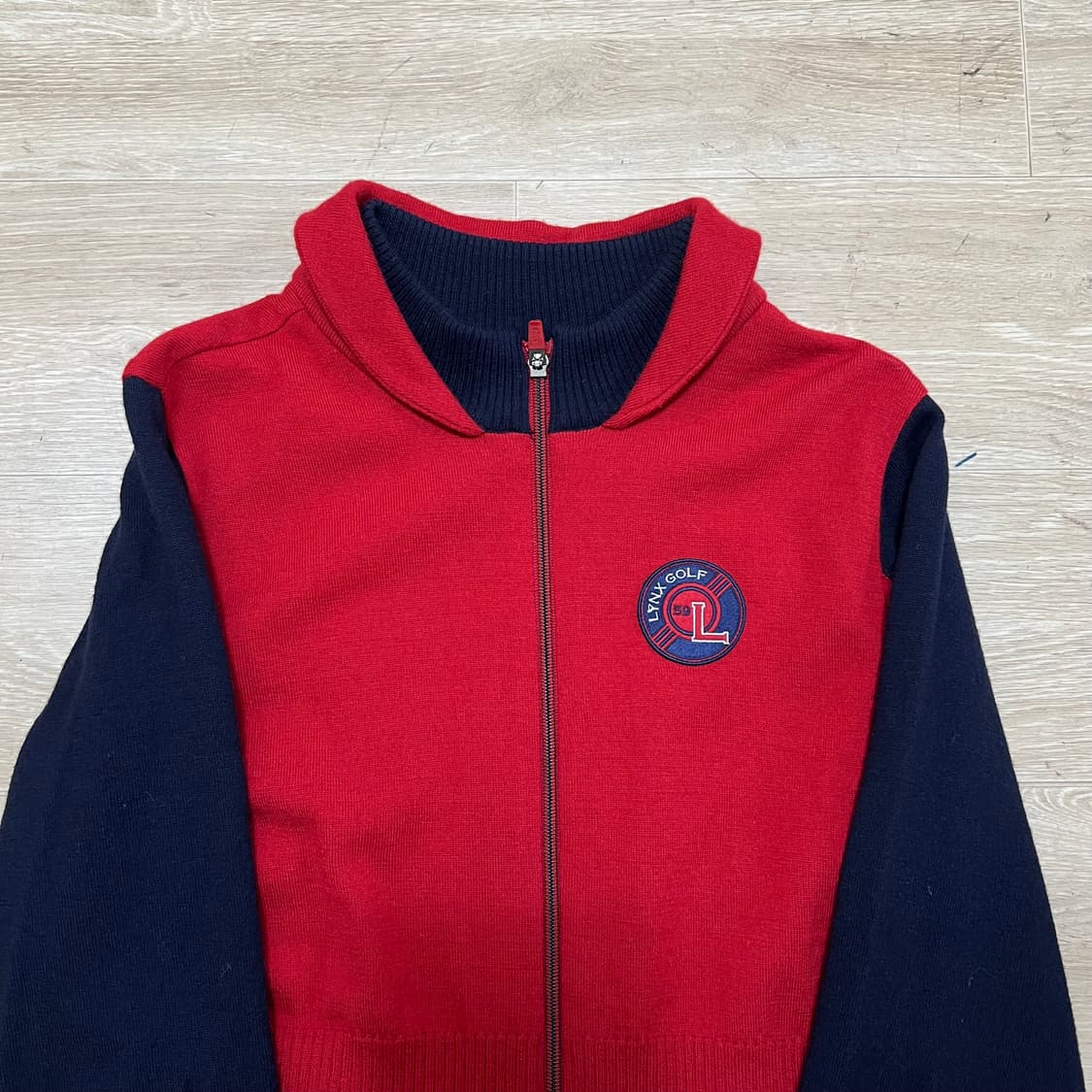 링스 골프 여성 골프웨어 울 배색 방풍 니트집업 [레드] S/90 상품이미지2