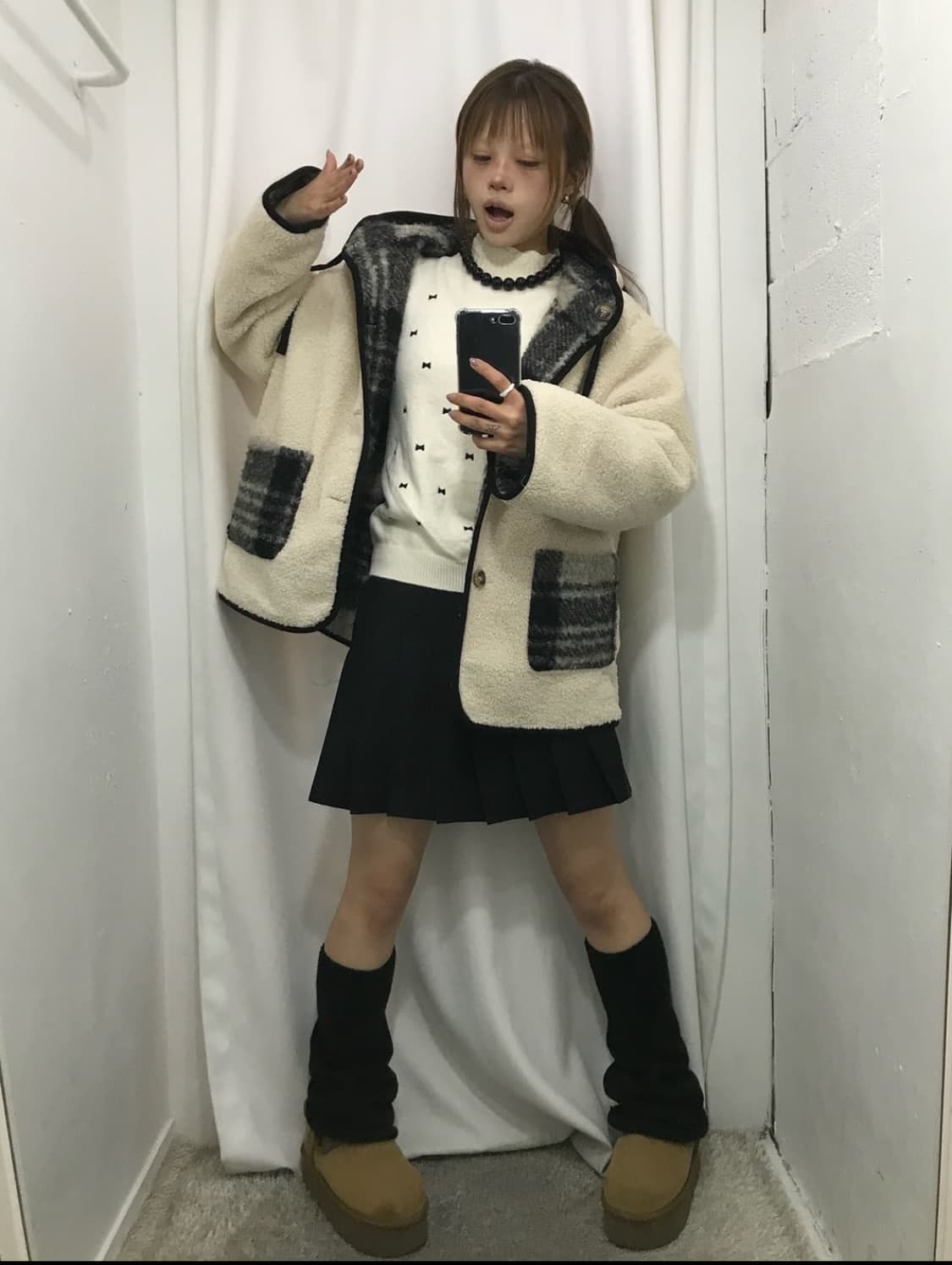 부클 코디 세트(니트+아우터) 상품이미지3