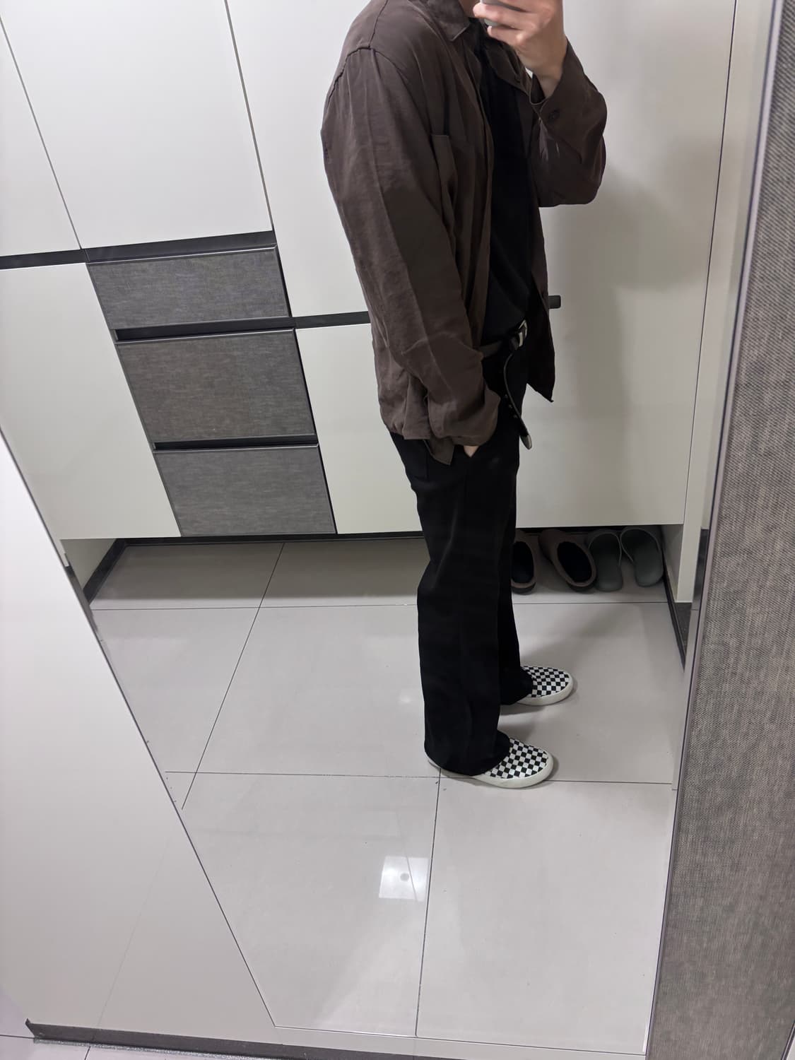 M 자라 남성 브라운 플루이드 셔츠  상품이미지3