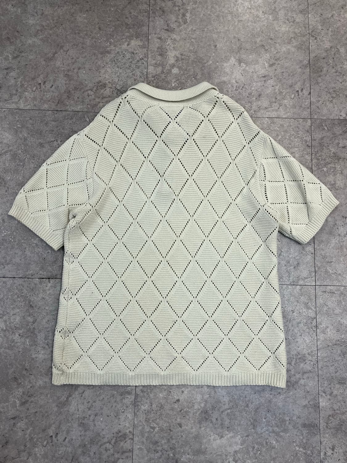 애프터프레이 크로쉐 카라 반팔 니트 아이보리 L #csz4128 상품이미지8