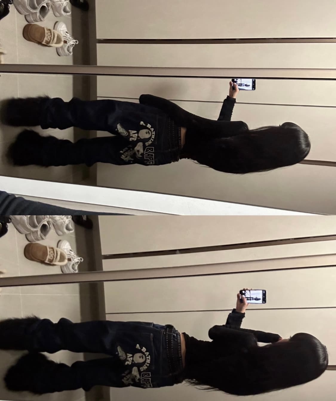 Bape back print denim pants 상품이미지4