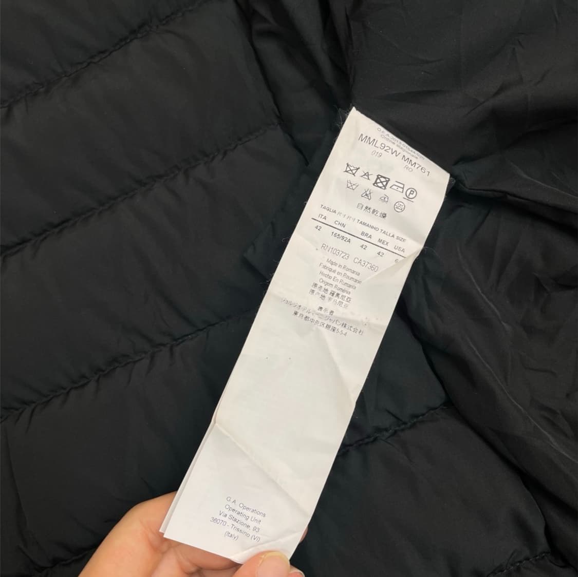 아르마니 꼴레지오니  딥네이비 구스다운  롱패딩 롱다운코트 42 상품이미지5