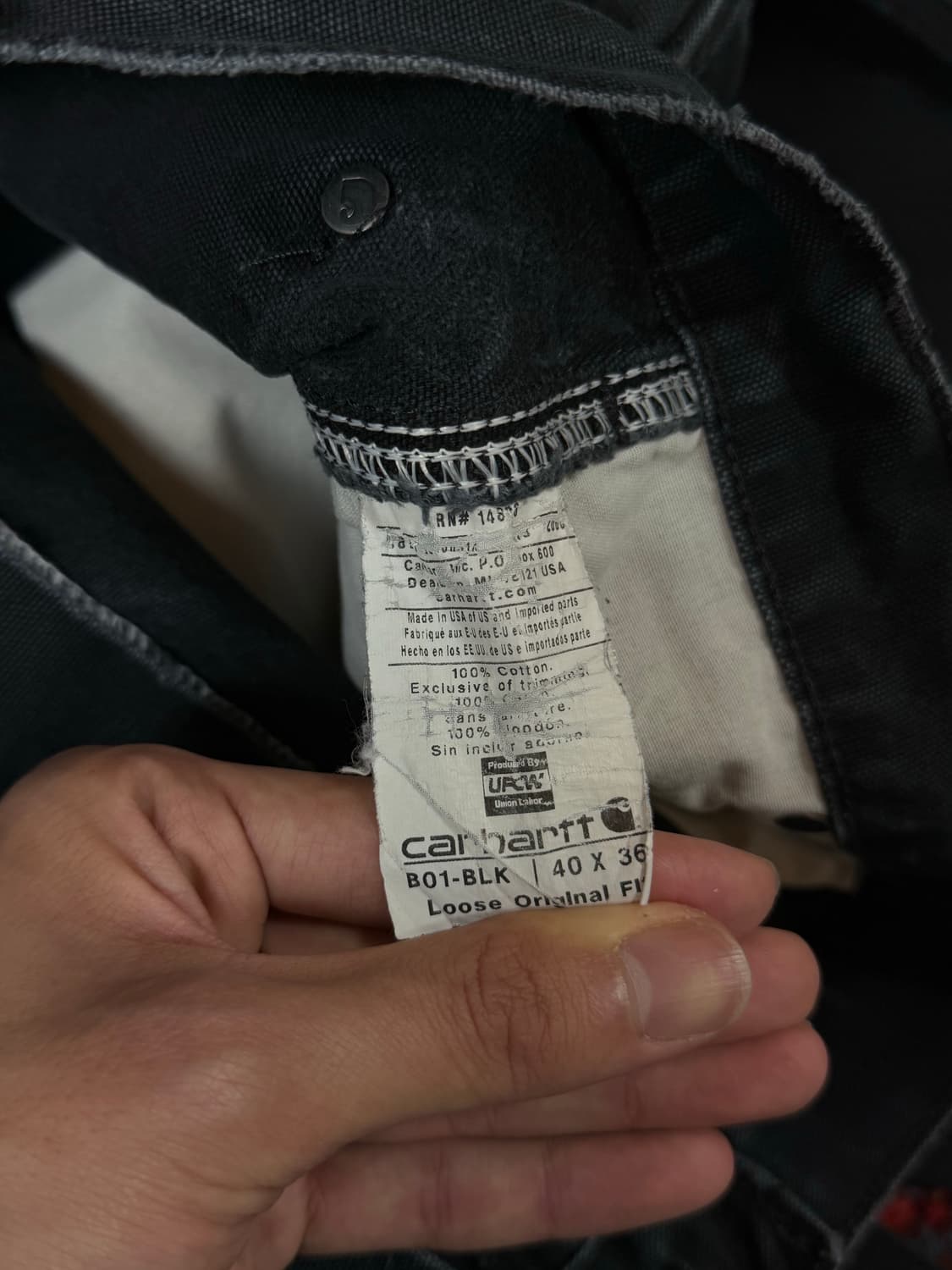 OG USA Made 칼하트 B01 더블니 블랙 칼하트 썩블니 좀비 상품이미지9