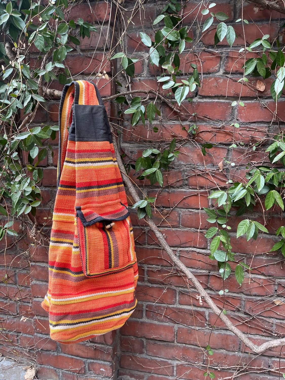 히피 에스닉 오렌지 줄무늬 바디백&원숄더 백 상품이미지5