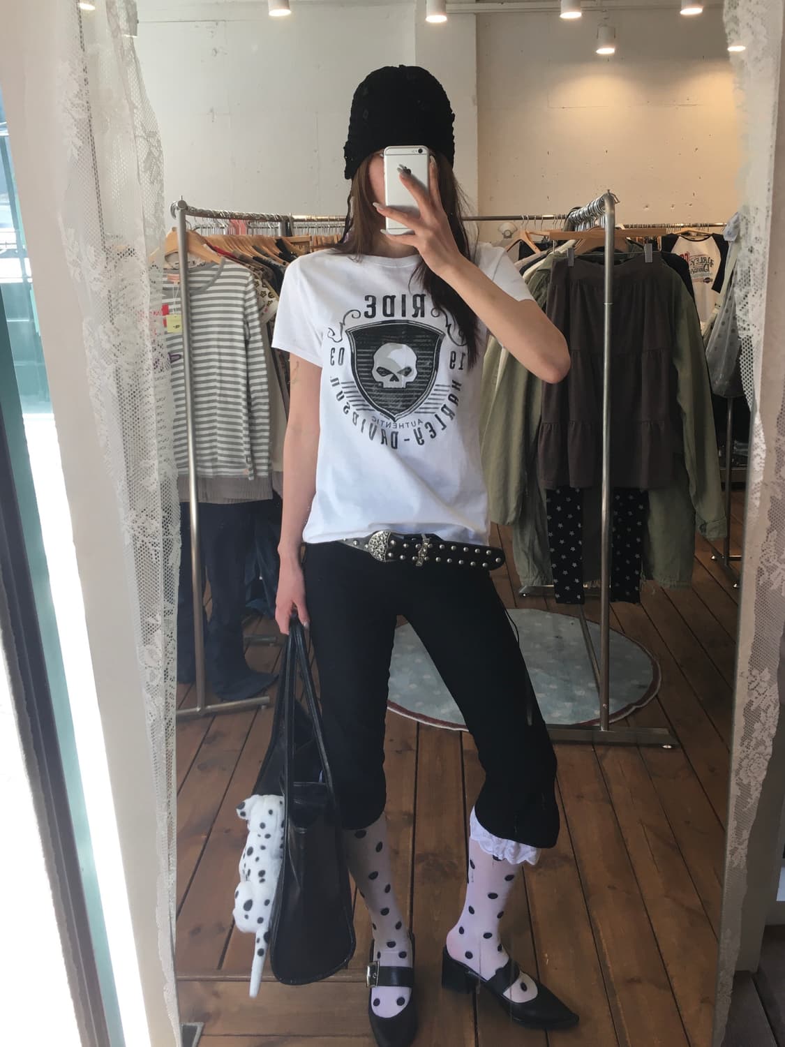 할리데이비슨 스컬 화이트 반팔 상품이미지2