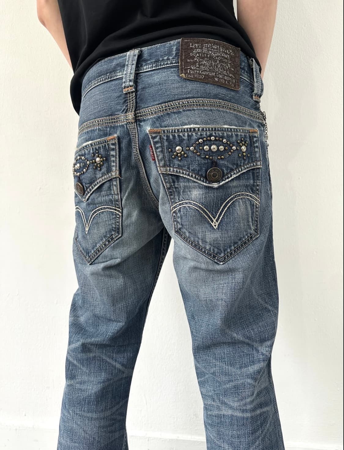 리바이스 507 젬스톤 워싱 블루 플레어진 상품이미지3