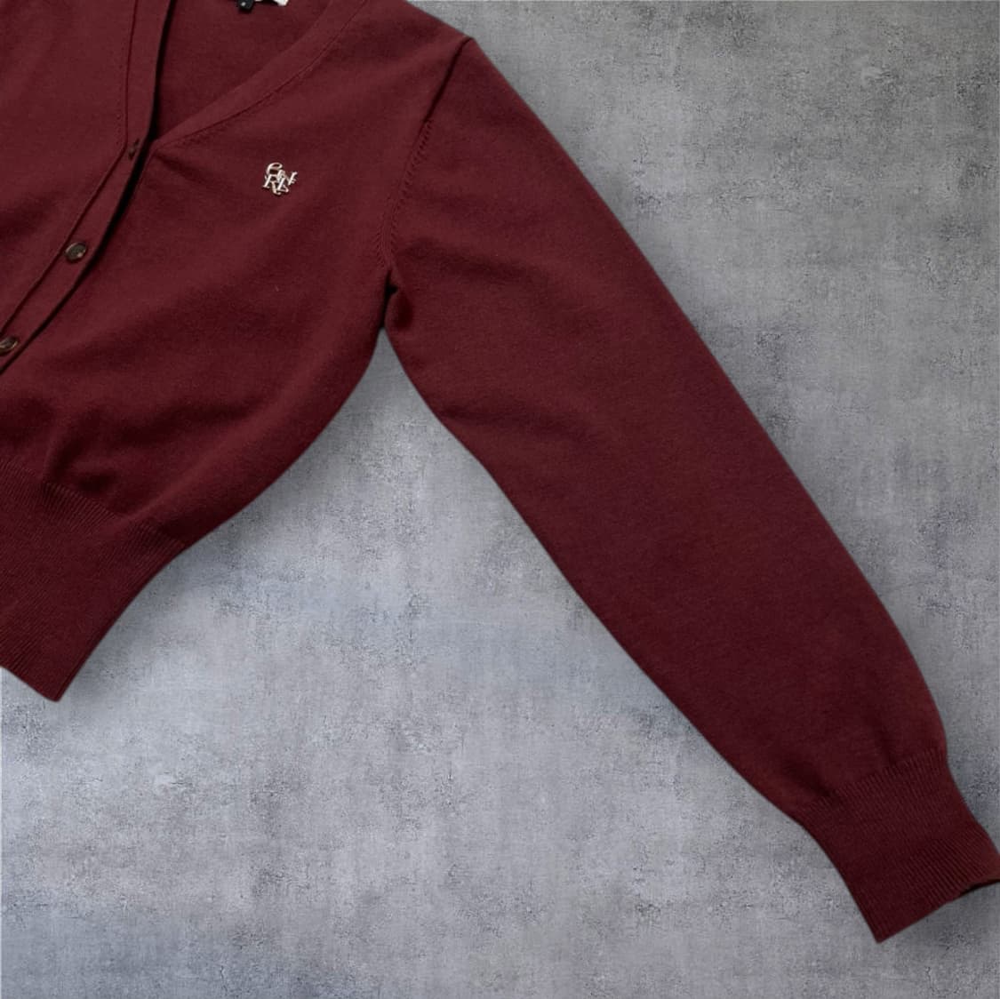 제너럴 아이디어 General idea 버건디 크롭 브이넥 가디건 S 상품이미지6