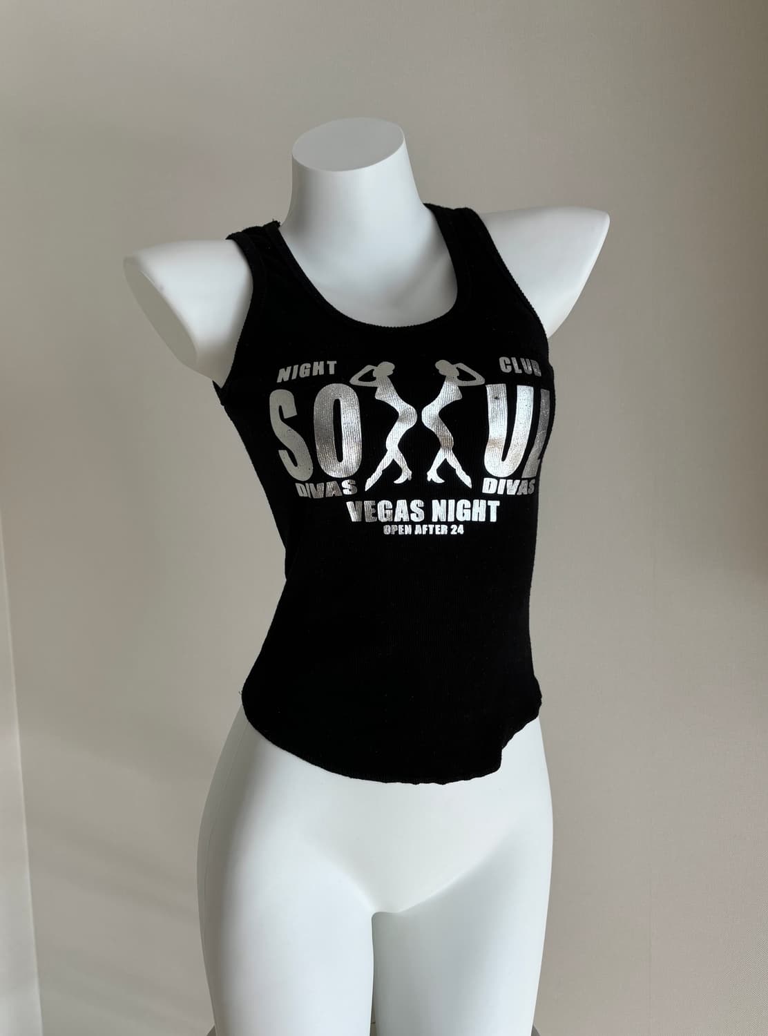 Soul Divas Y2K 슬리브리스 그런지 펑크 블랙 나시 오네갸루 상품이미지6