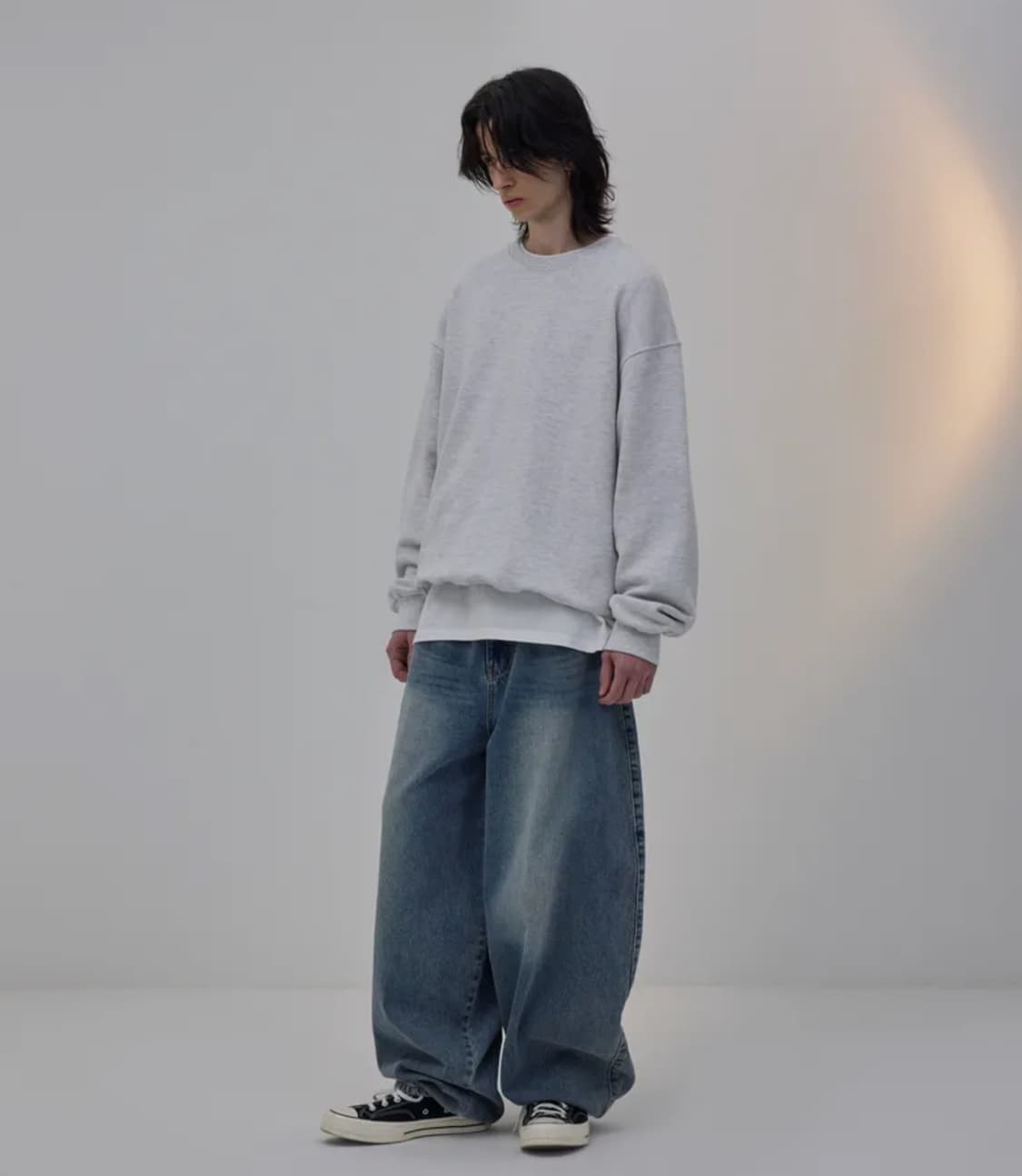 스탠다드에러 87-STAN047 벌룬핏 워싱 와이드 데님팬츠 빈티지 블루 상품이미지1