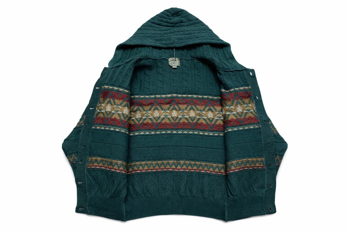 JPN 90s~00s 일본 빈티지 울100 노르딕 보헤미안 후드 가디건 상품이미지3