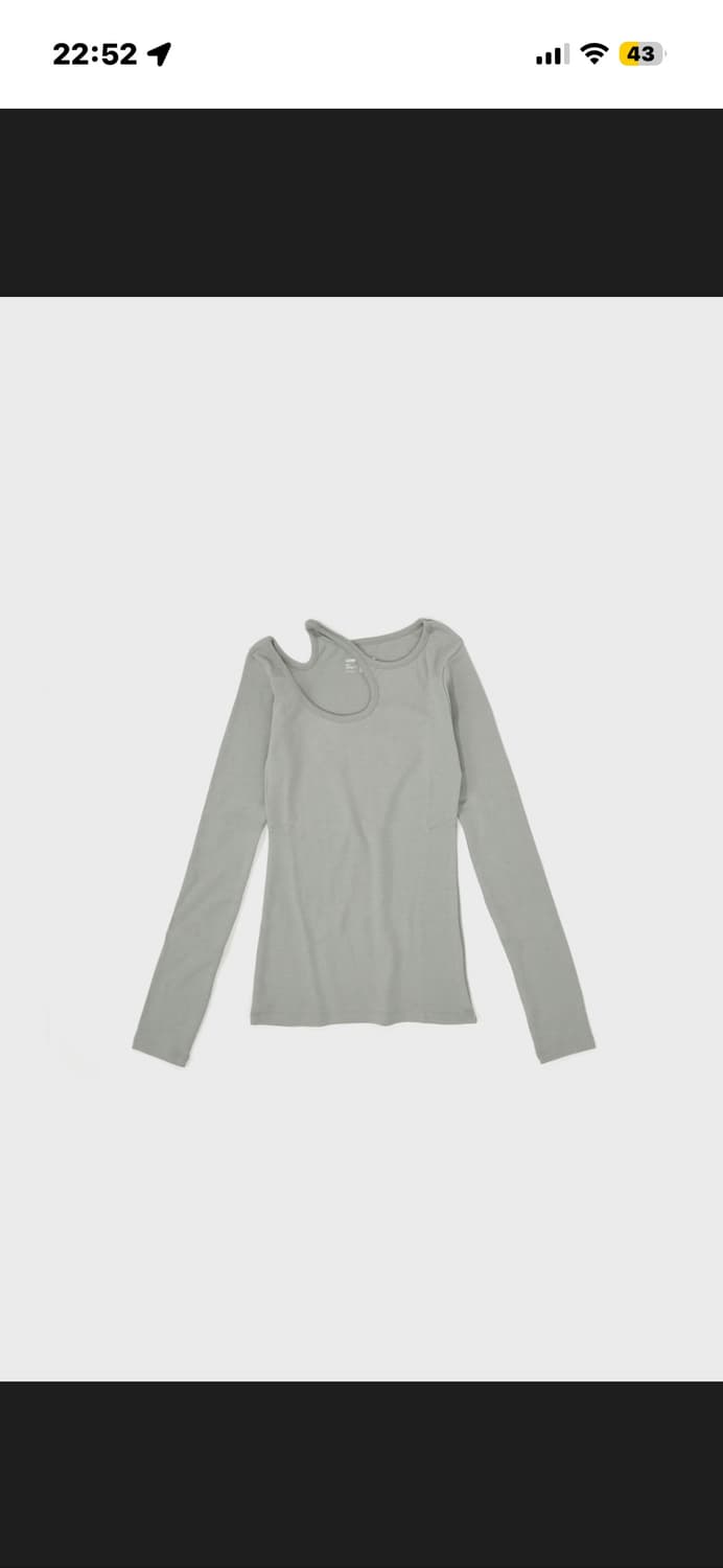 LOW CLASSIC 로우클래식 컷아웃 롱슬리브 티셔츠 그레이 상품이미지5