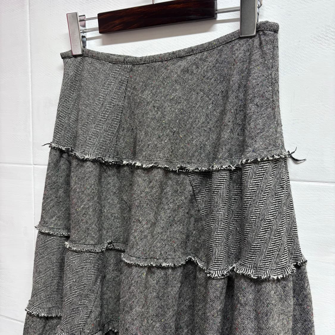 그레이 헤링본 보카시 패치워크 캉캉 스커트 (JPN) 상품이미지2