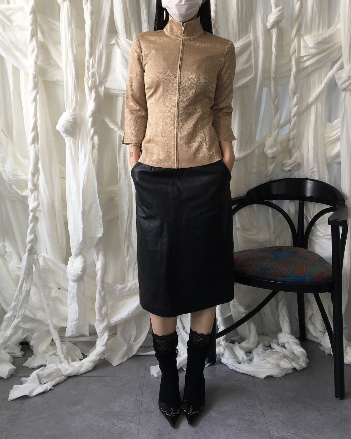 Python pattern glossy high neck zip up 상품이미지6