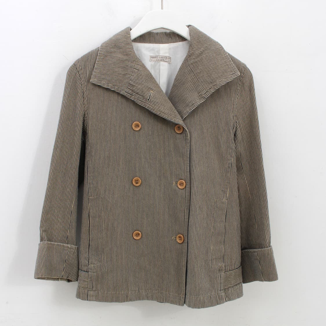 일본 빈티지 페이지보이 앤 알리시아 스트라이프 코튼 더블 자켓 상품이미지1