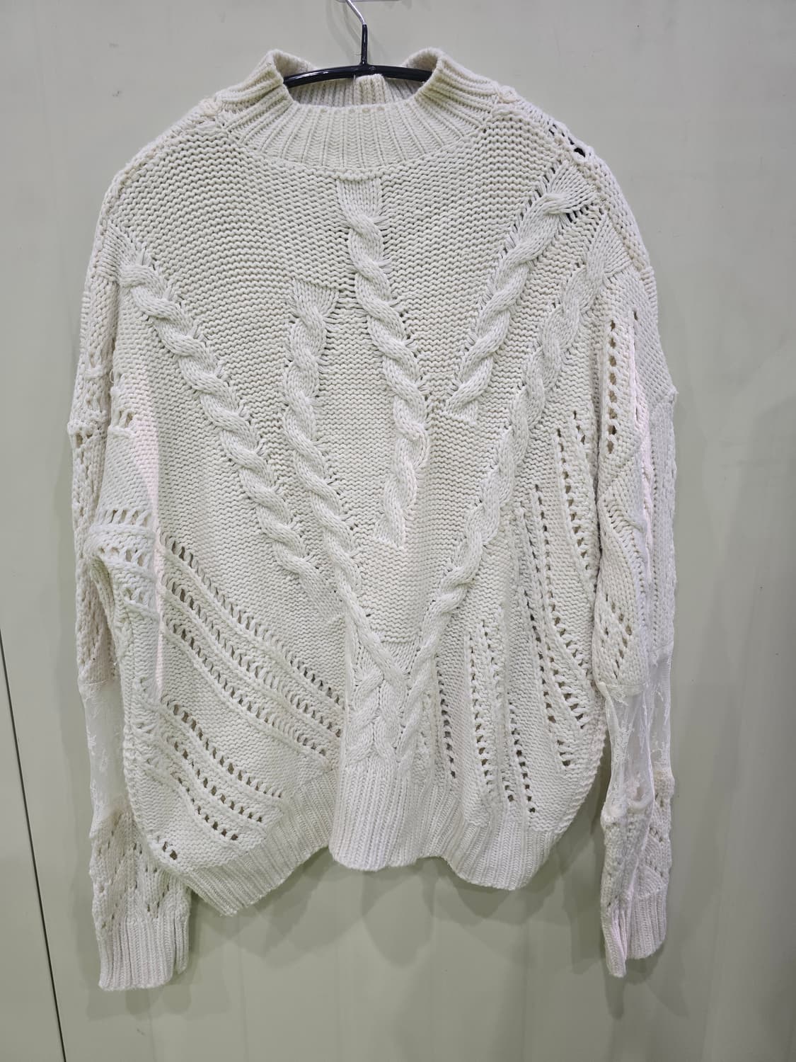 아이보리 케이블 니트 시스루 레이스 상품이미지7