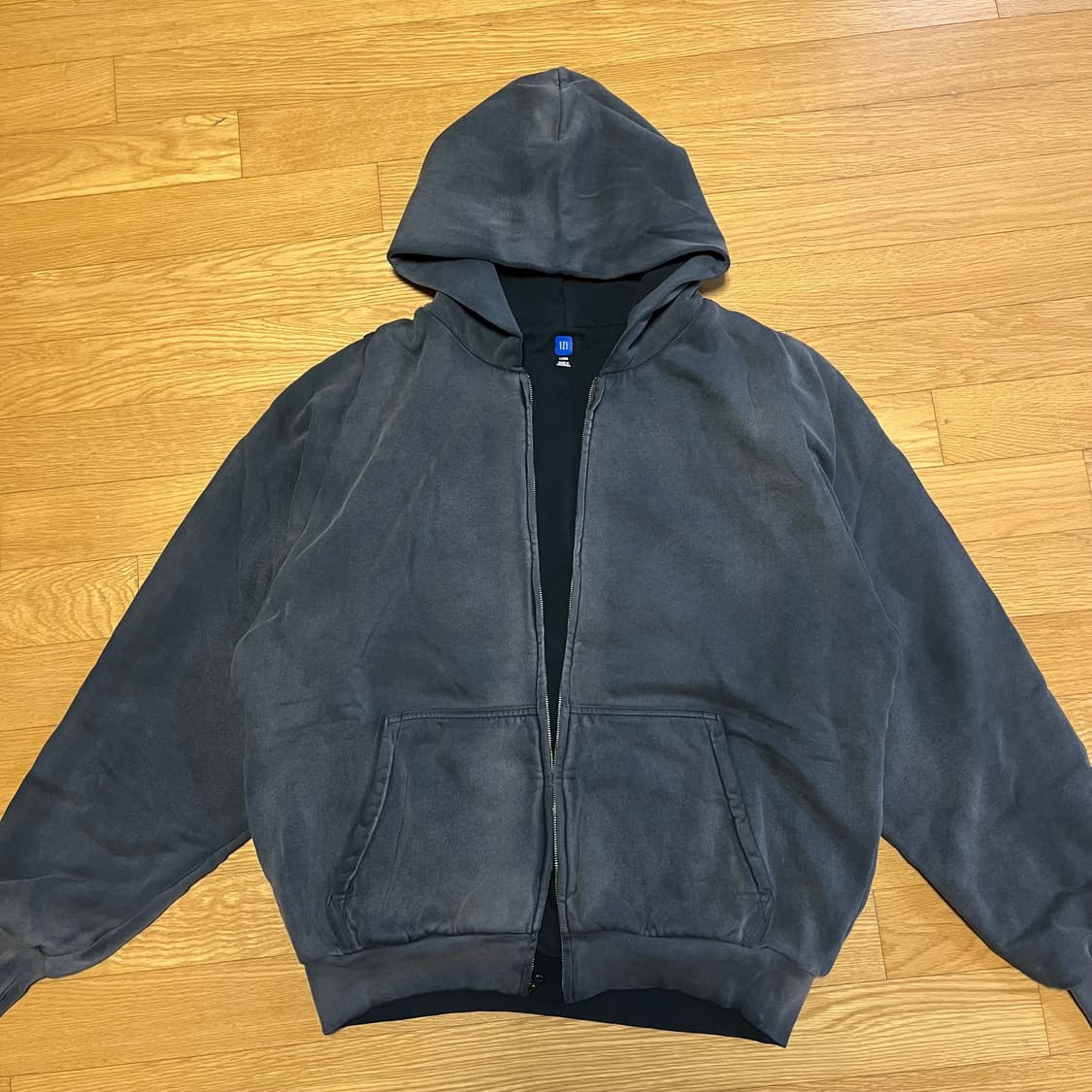 [L] 이지 갭 H14 포에틱 블랙 후드집업 상품이미지1