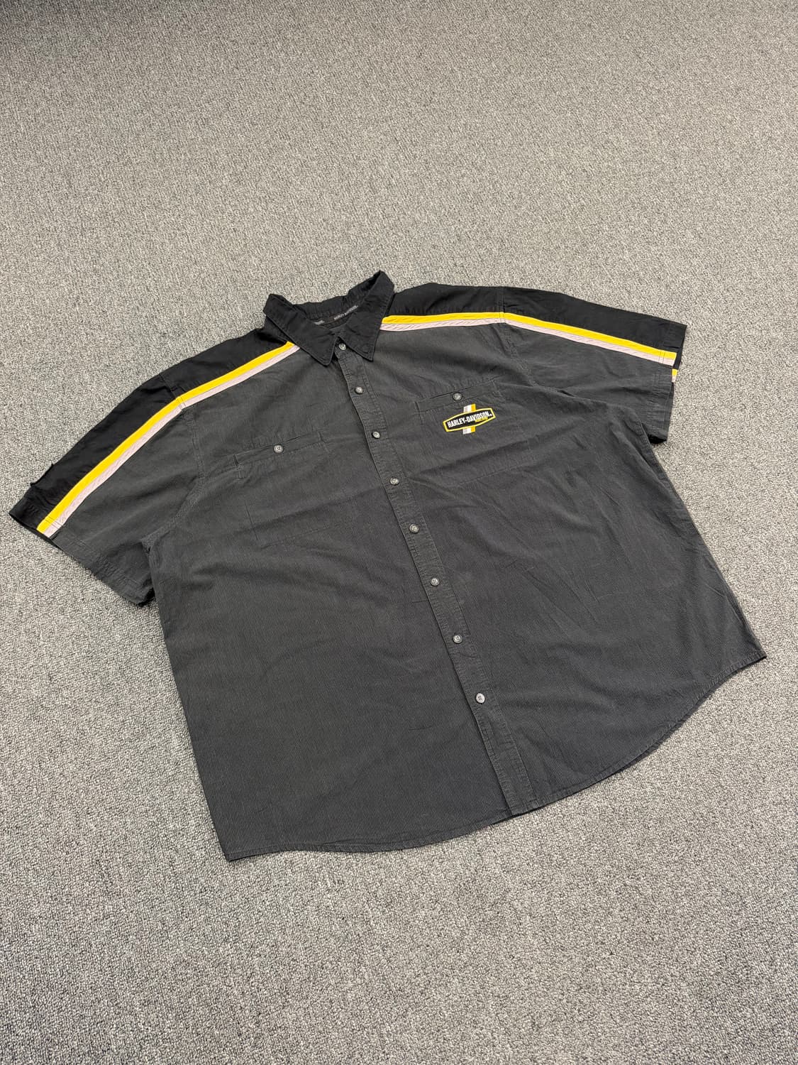 3XL)할리데이비슨 빈티지 옐로우 트랙 반팔 셔츠 상품이미지1