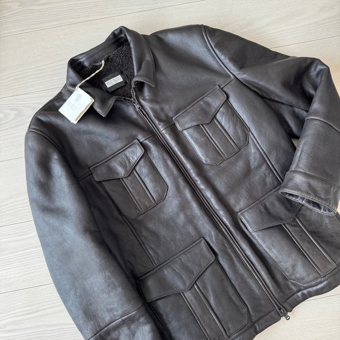 [명작,미사용] 브루넬로 쿠치넬리 최고급 쉽스킨 무통 무스탕 필드 자켓 상품이미지2