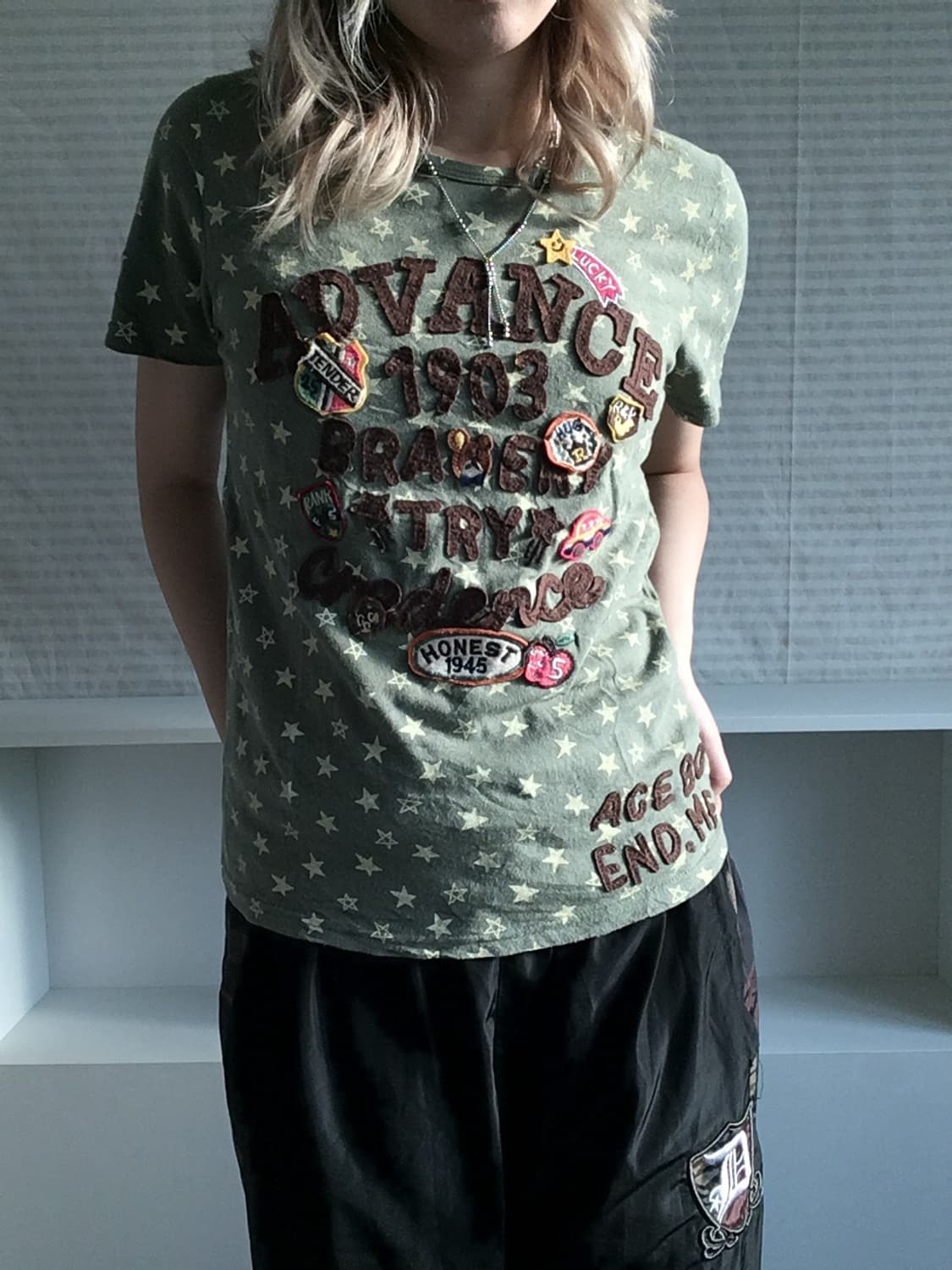 jpn vintage star nerd patch half t shirt 상품이미지3