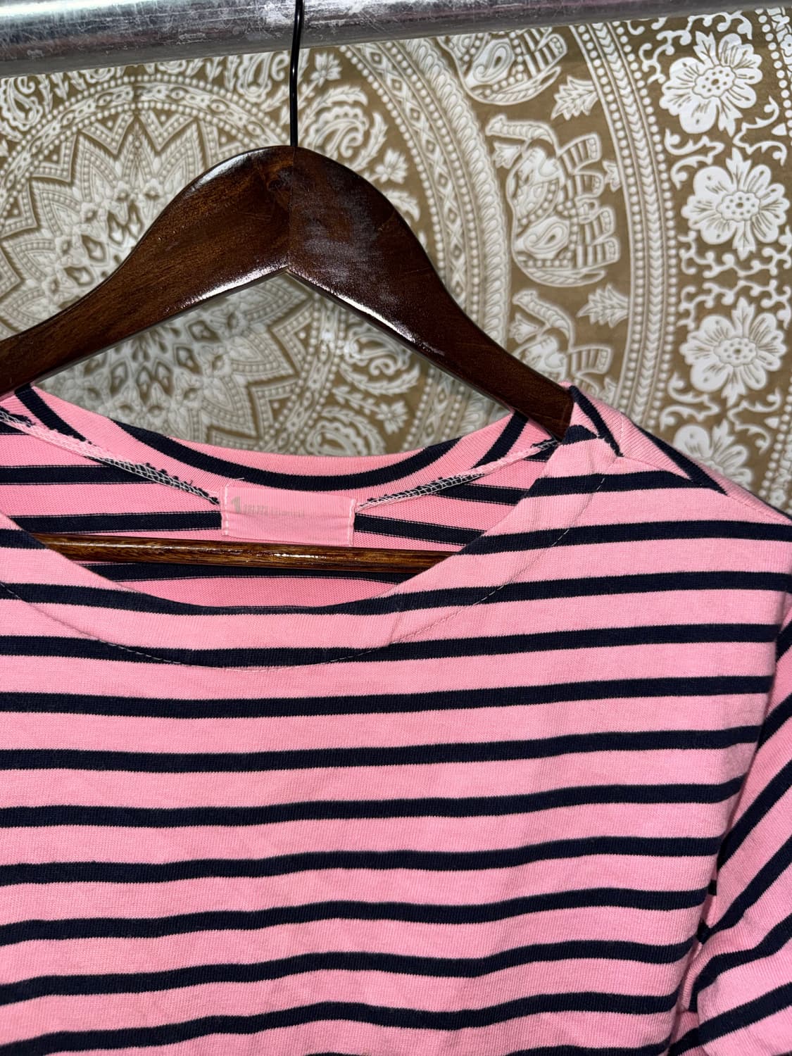 빈티지 여성 스트라이프 7부 반팔티  상품이미지3