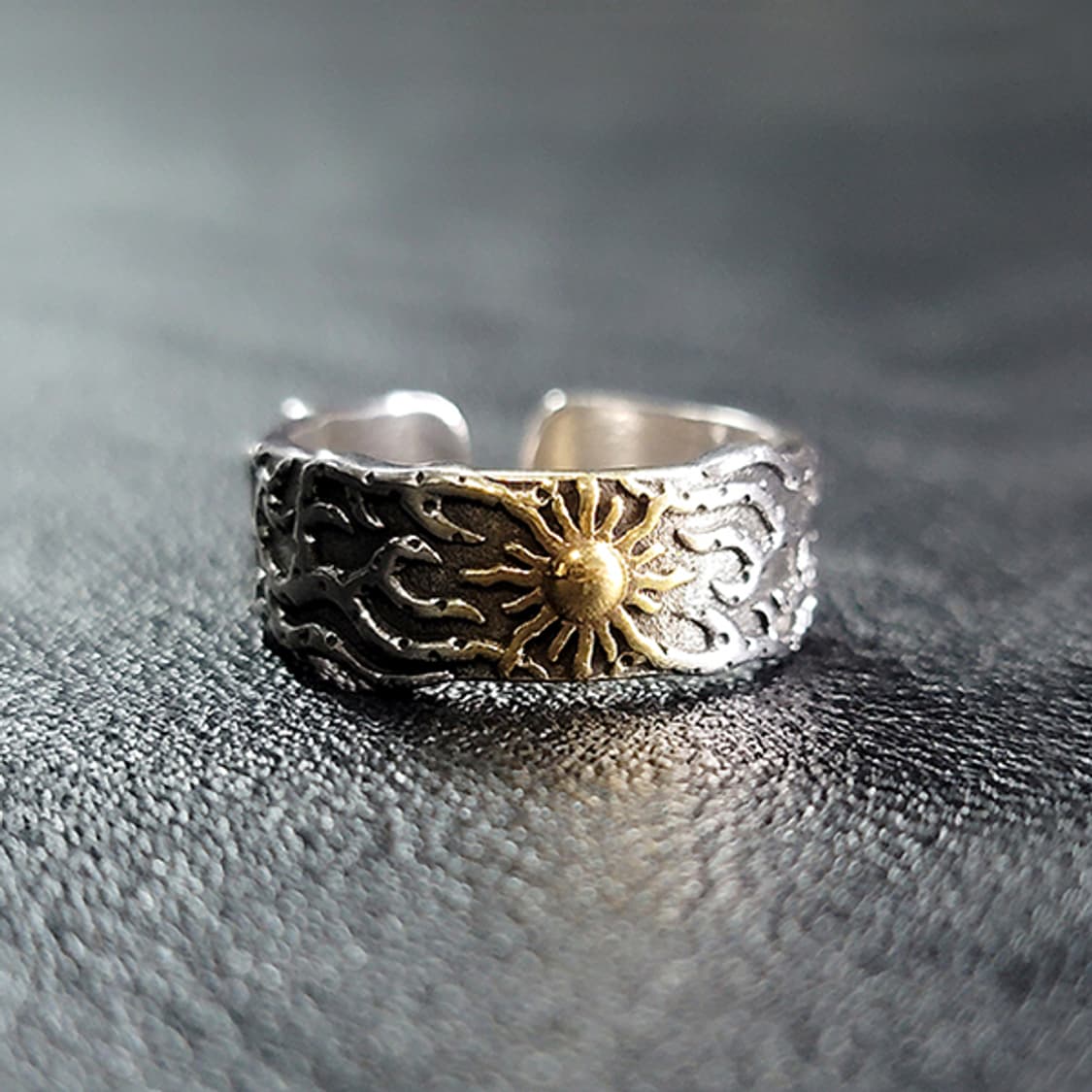 Ignael 백동 남자 엔틱 빈티지 명품 고대 양각 태양 반지 상품이미지1