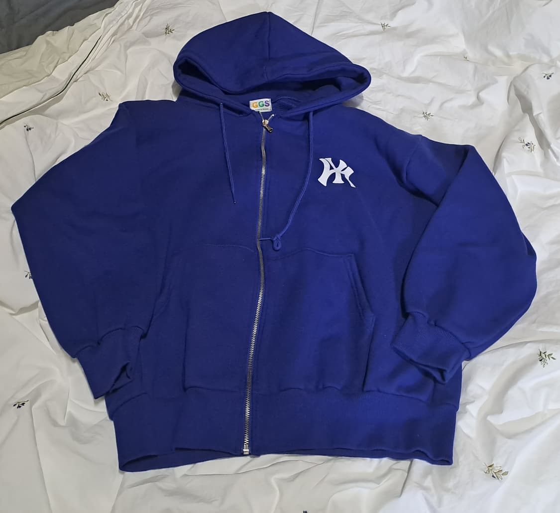 뉴욕양키스 기모후드집업 블루 (💙겨울쿨톤, 오버핏) 상품이미지2